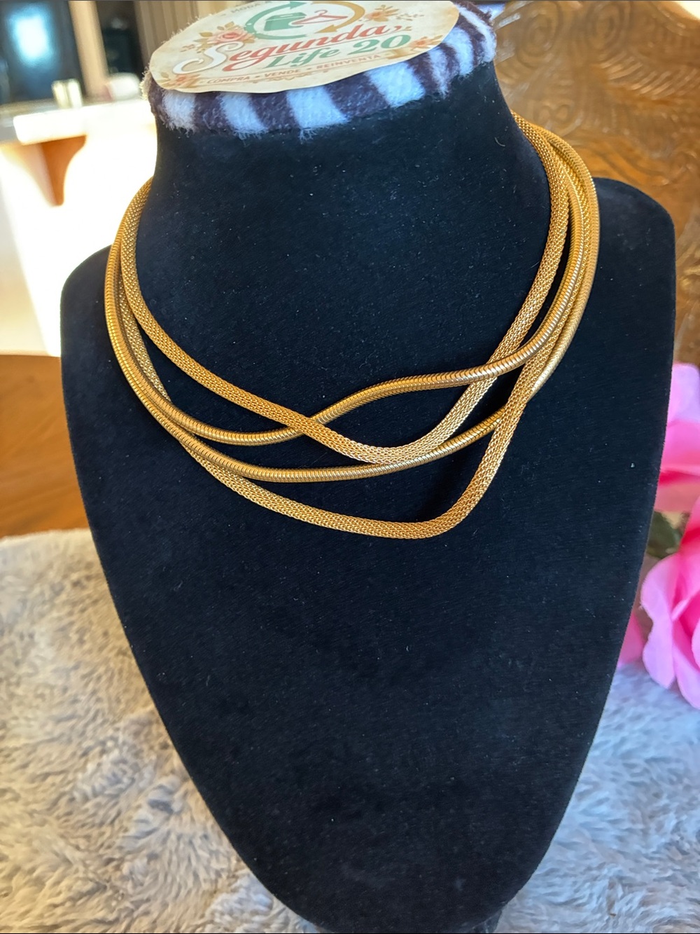 Beautiful gold multi‑strand snake chain necklace